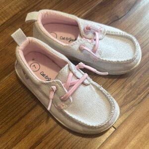 Cat & Jack Pink and Cream Moccasins with Classic Stitching